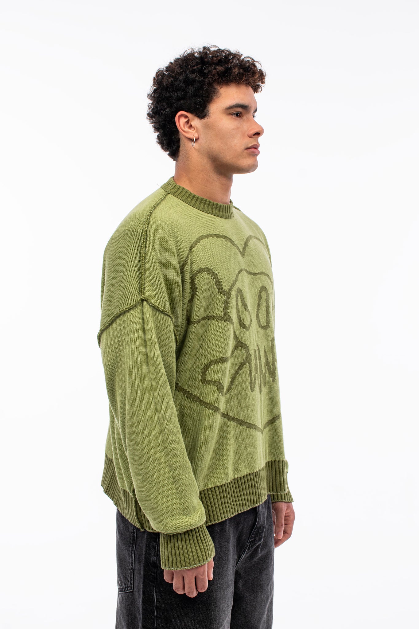 Green Reversible Skull Sweater